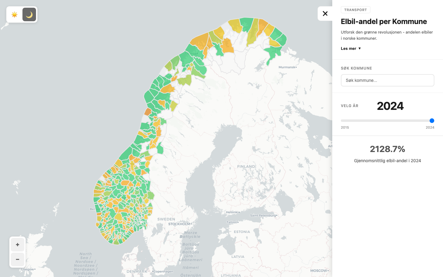 Electric vehicle share per municipality