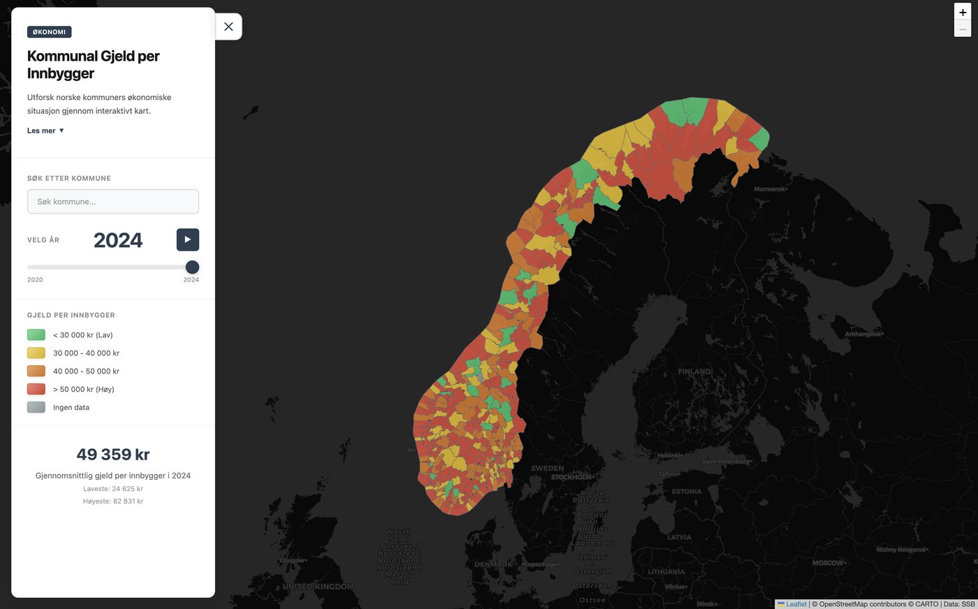 Municipal debt per capita map