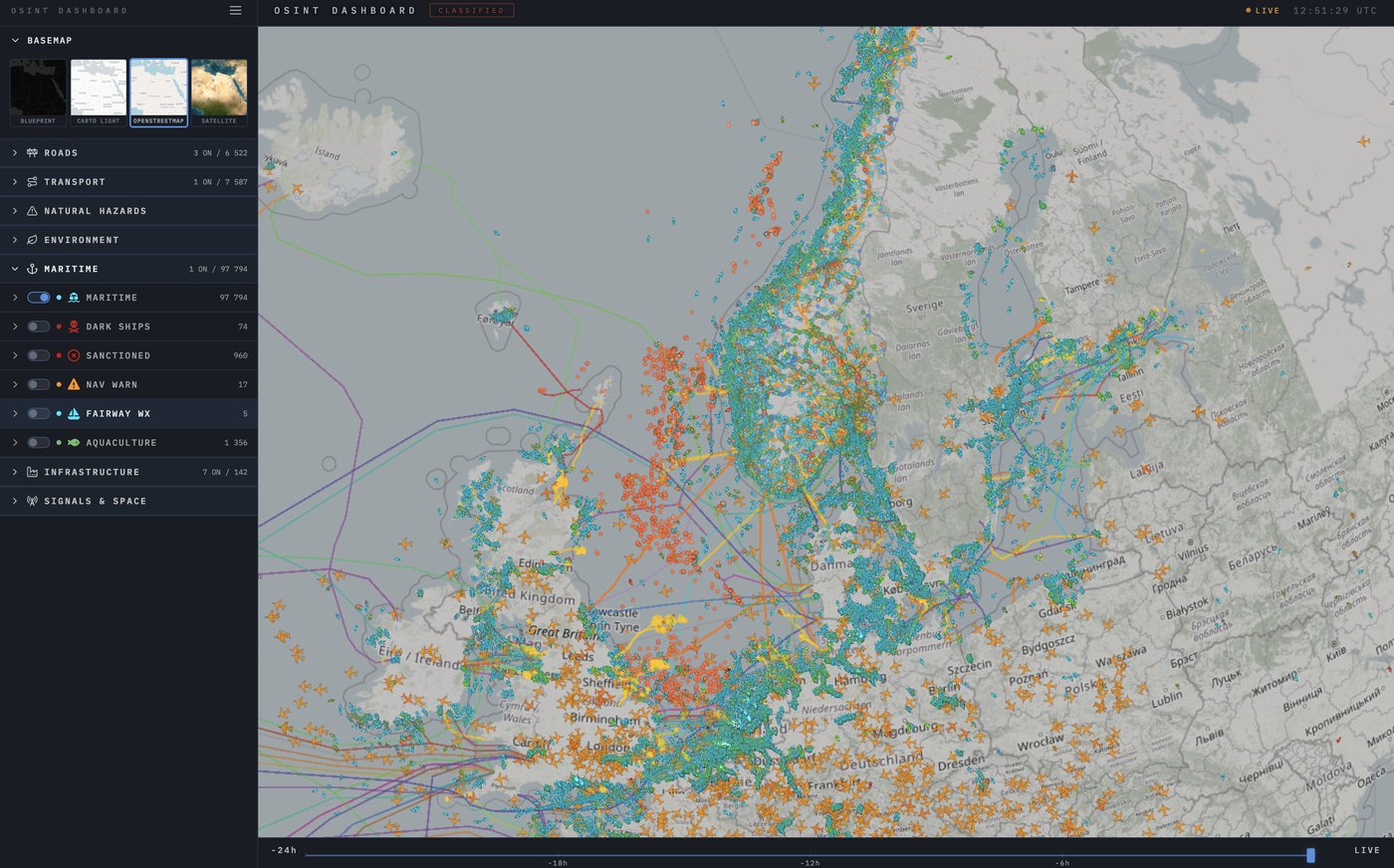OSINT Dashboard with Cesium 3D globe