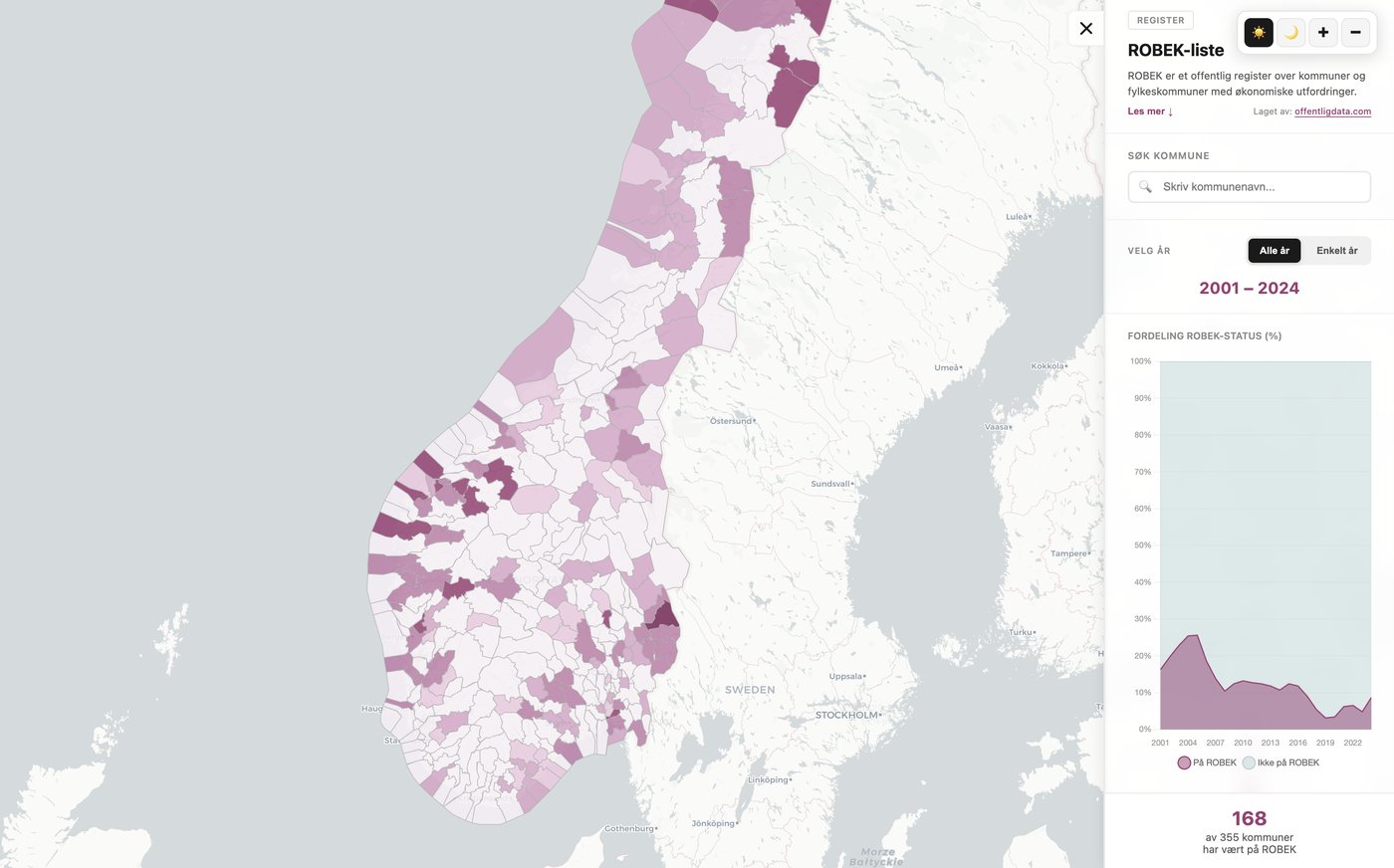 ROBEK registry map of municipalities under economic control