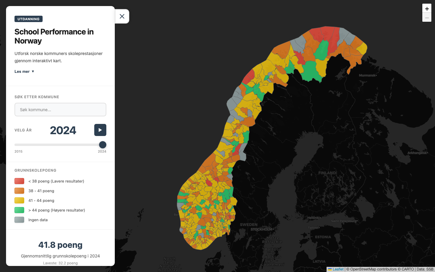 School performance map of Norway